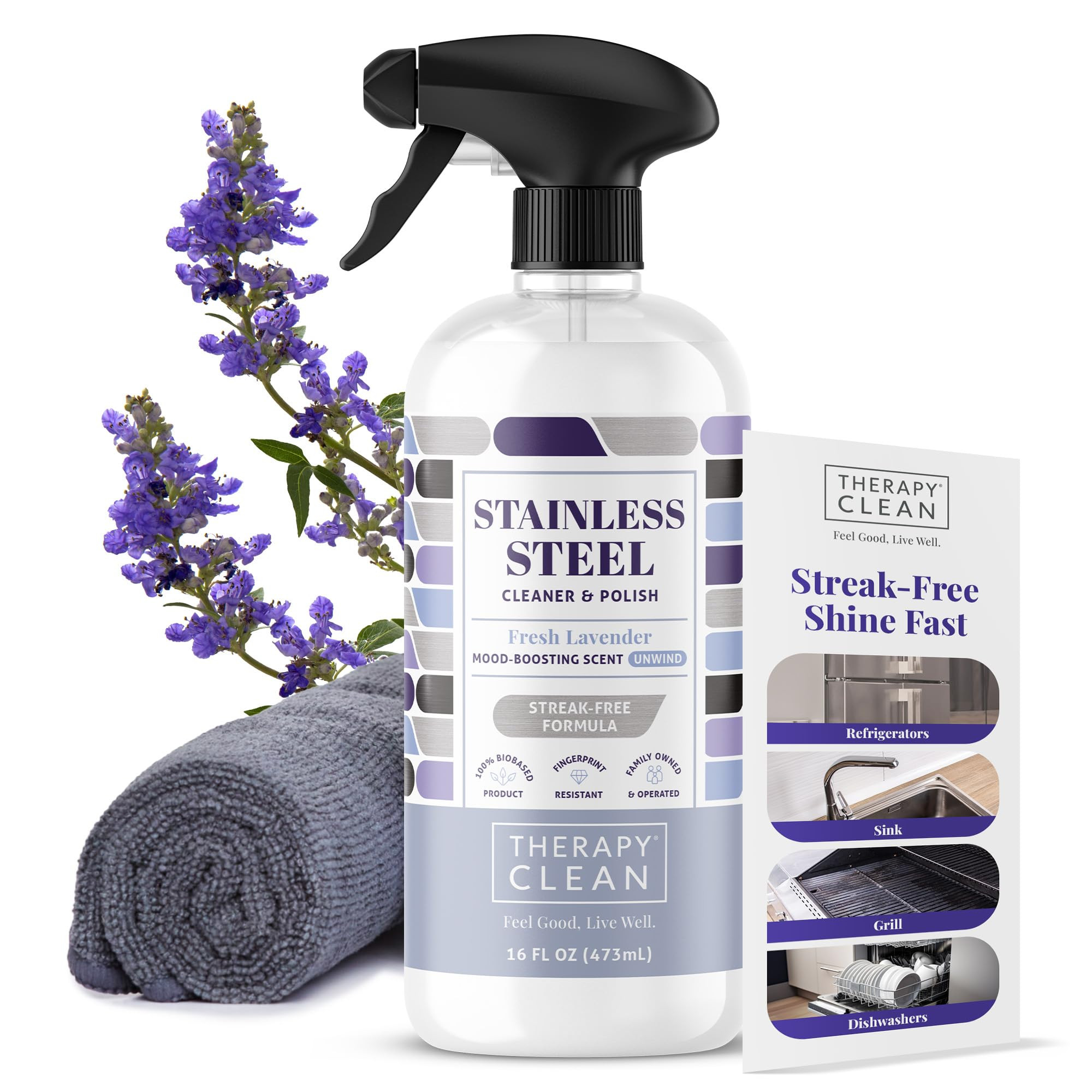 Therapy Stainless Steel Cleaner and Polish 100% USDA Biobased, Fingerprint and Residue Remover, L... | Amazon (US)