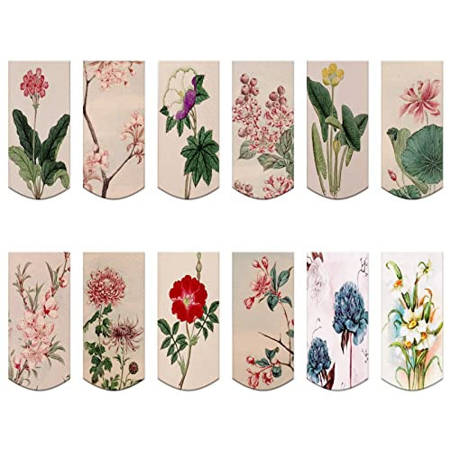 12PCS Magnetic Bookmarks - Magnet Page Markers Page Clips Assorted Book Markers Set with Exquisite Pattern, Bookmarks for Women, Students, and Book Lovers(Floral Style) | Amazon (US)