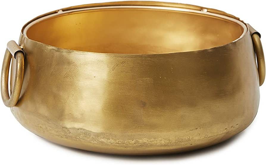 Amazon.com: Serene Spaces Living Decorative Gold Iron Handi Bowl with Handle: Large Centerpiece i... | Amazon (US)
