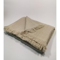 Pure Linen Blanket, Fringed Natural Beige Throw, Softened Waffle Pattern Raw Flax Bedspread, 230Gsm | Etsy (US)