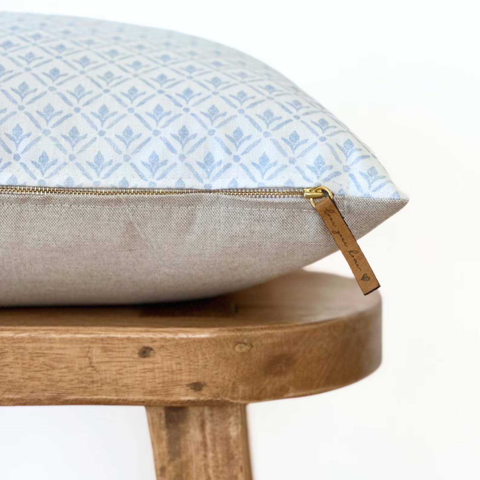 Blue and White Block Print Pillow Cover | Neutral Throw Pillow Covers | Botanical Print in Soft B... | Etsy (US)