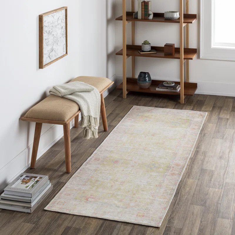 Dietrick Machine Washable Oriental Grass Green/ Light Pink Area Rug | Wayfair North America