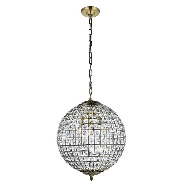 Stoke Bishop 3 - Light Unique / Statement Globe Pendant with Crystal Accents | Wayfair North America