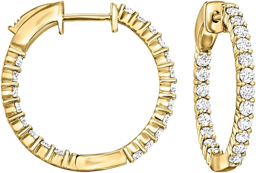 Ross-Simons Lab-Grown Diamond Inside-Outside Hoop Earrings in 18kt Gold Over Sterling, Earrings f... | Amazon (US)