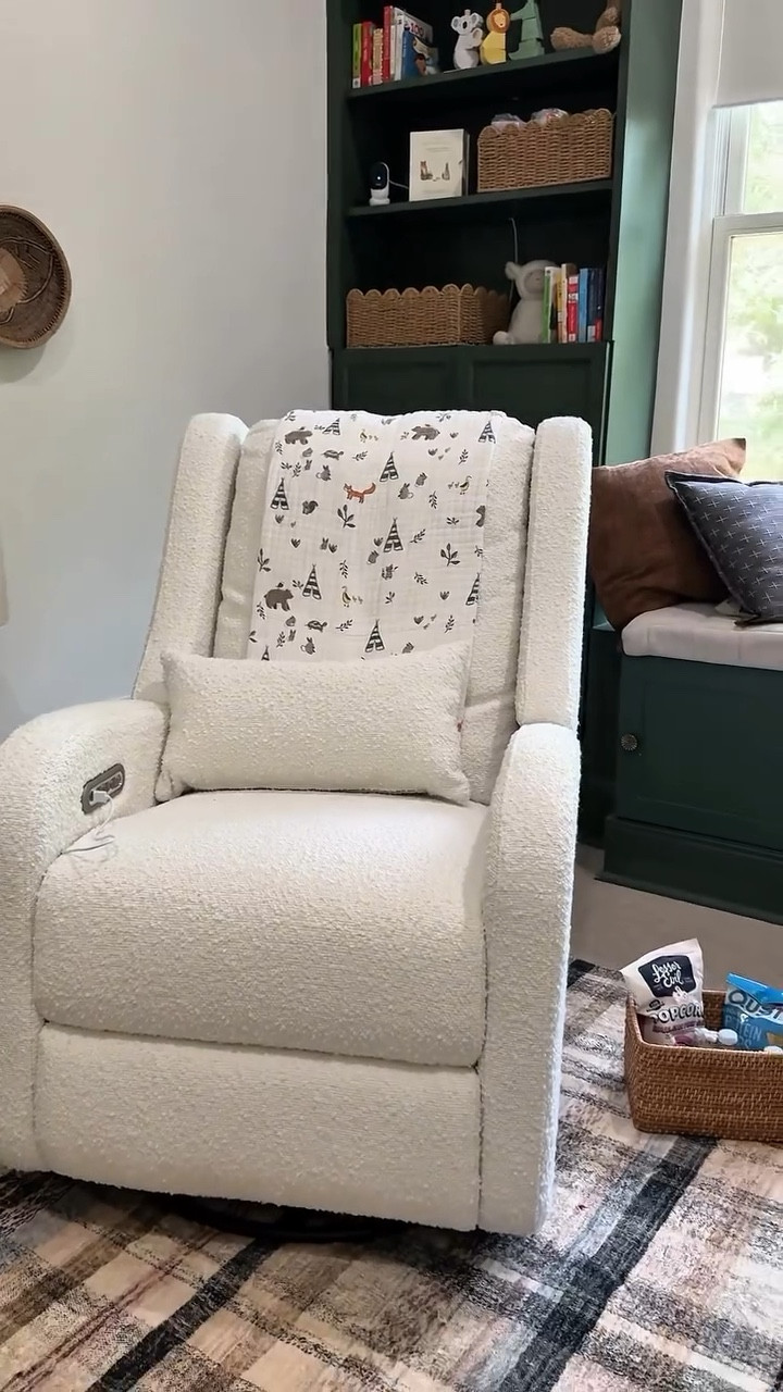 The BEST decision I made this time around - switching out my old nursing chair for this new one. I had my eye on the Wingback Glider+ Boucle for months. First of all, it’s beautiful but more importantly it’s so comfortable. I LOVE the recline and the built in charging. Also the ability to adjust the head support is so nice when you find yourself in different nursing positions. Linking to it on my LTK! #breastfeeding #breastfeedingtips #nursingchair #babyregistry

#LTKBump #LTKBaby #LTKHome