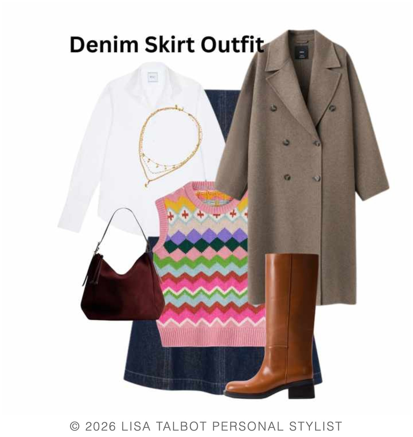 Denim's here to stay for 2026...here's an outfit for you.

If you're shopping in the sales & fancy a dark denim skirt, it'll be a great investment piece as you're going to see more of them around.

Enjoy x
