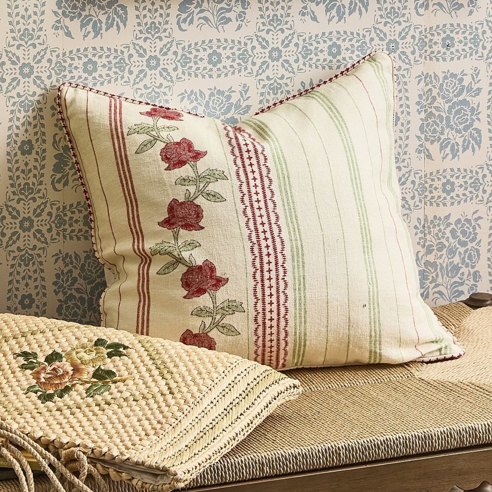 Rosie Floral Stripe Pillow Cover | GreenRow