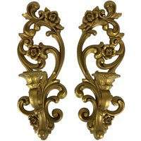Homco 2 Wall Sconces Taper Candle Holder Gold Scrolls Hollywood Regency USA 1971 | Etsy (US)