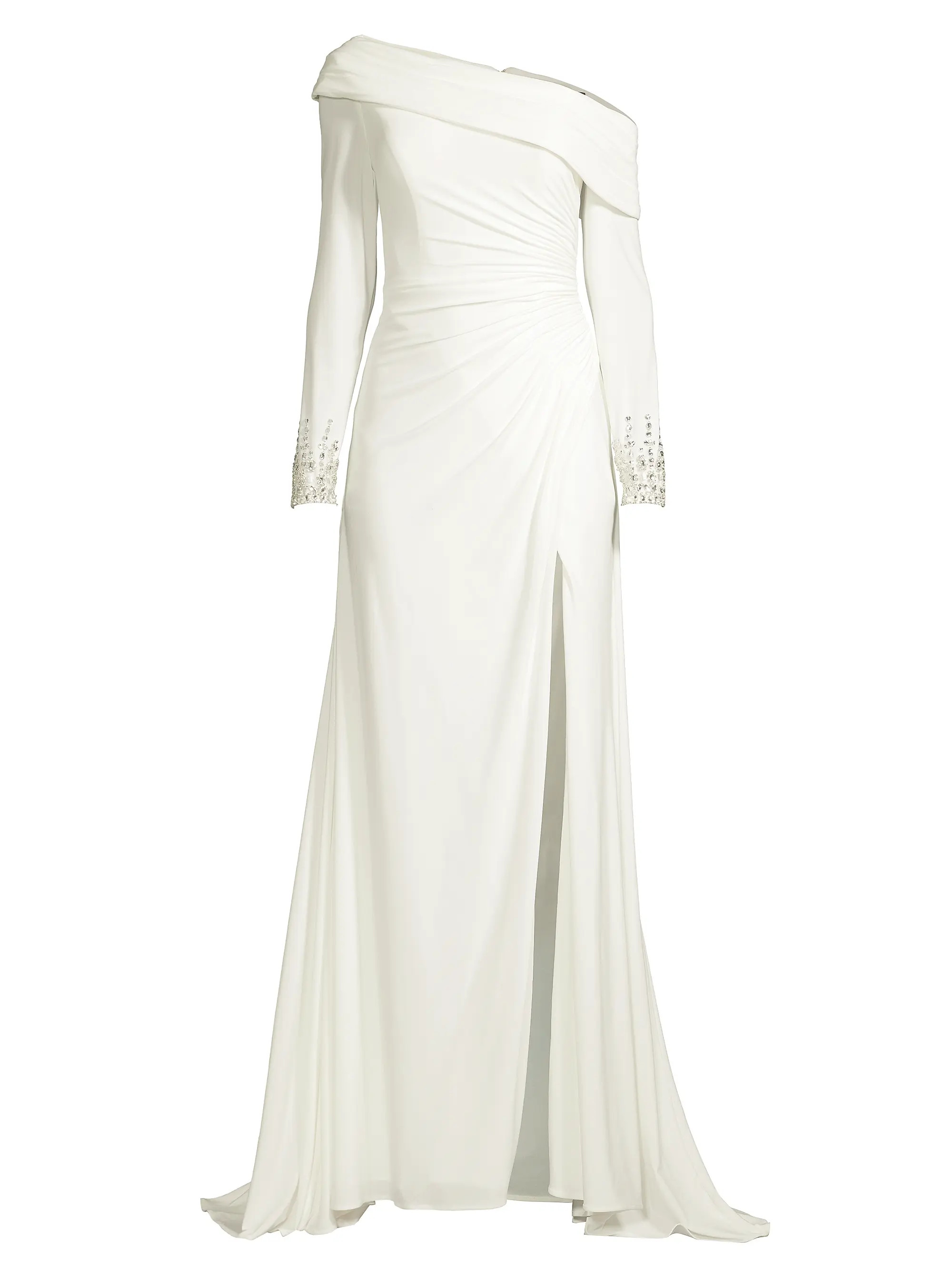 One-Shoulder Jersey Ruched Side Slit Gown | Saks Fifth Avenue