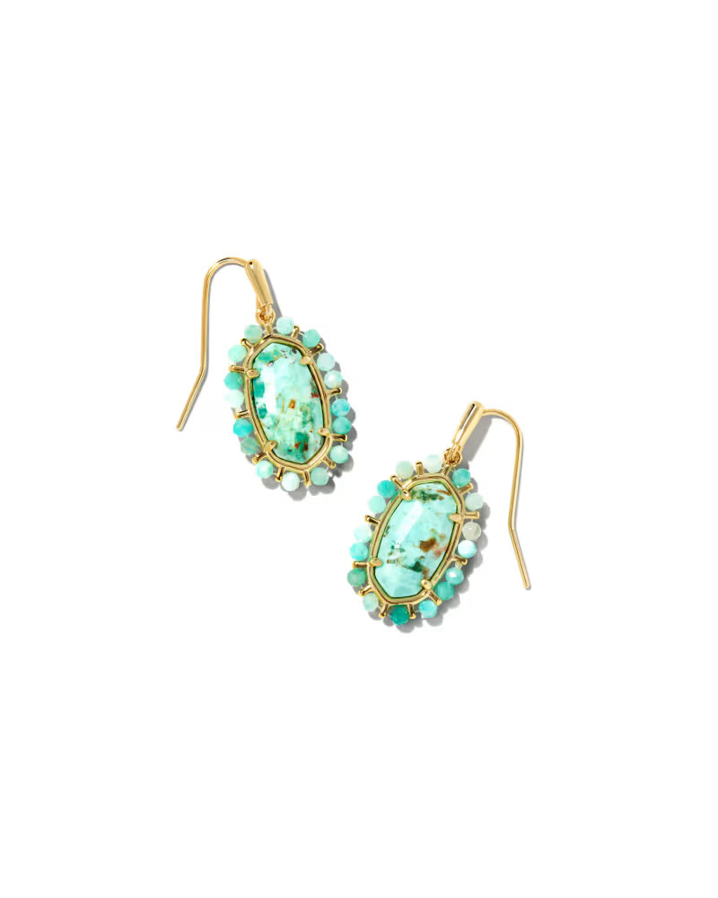 Beaded Lee Gold Drop Earrings in Sea Green Chrysocolla | Kendra Scott
