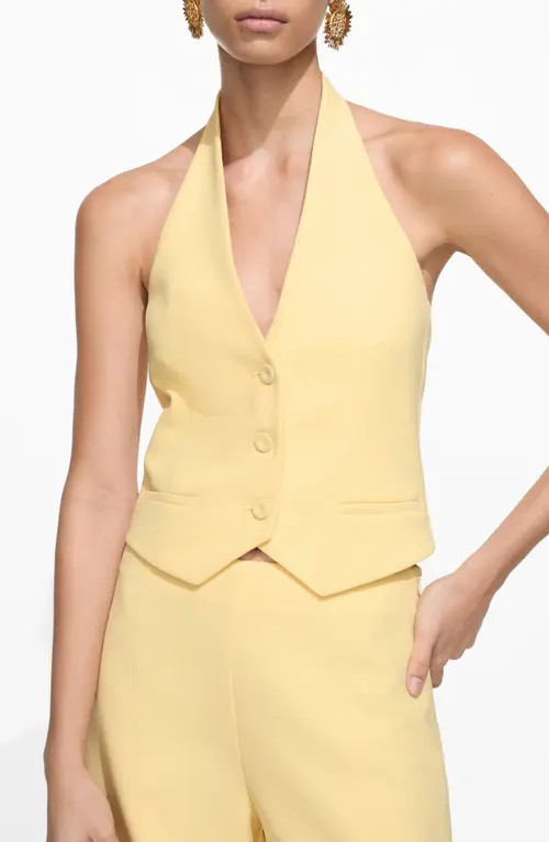 MANGO Halter Vest in Pastel Yellow at Nordstrom, Size X-Large | Nordstrom