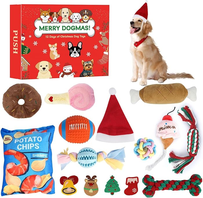 ANOTION 12 Days Christmas Dog Toys Advent Calendar 2024 – Interactive Squeaky Dog Toys Set for ... | Amazon (CA)