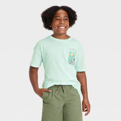 Boys' Beach Short Sleeve Oversized Graphic T-Shirt - Cat & Jack™ Mint Green XS | Target