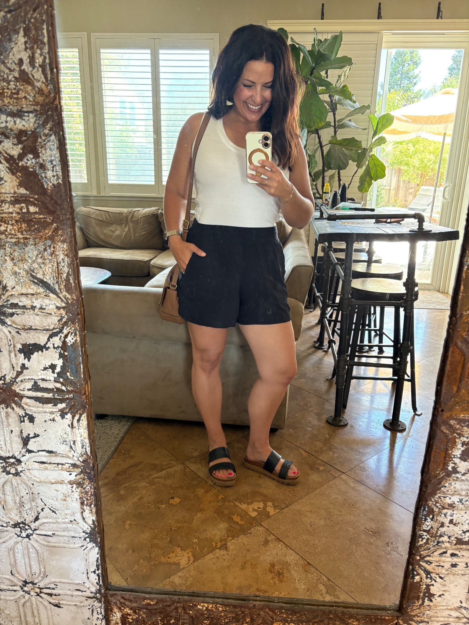 What to wear when it’s triple digits and you have to wear clothes! Cotton tank top and lightest pull-on shorts ever, with comfy Reef sandals. 

Vacation outfit 
Travel outfit 

#LTKPetite #LTKSummerEdit #LTKOver40