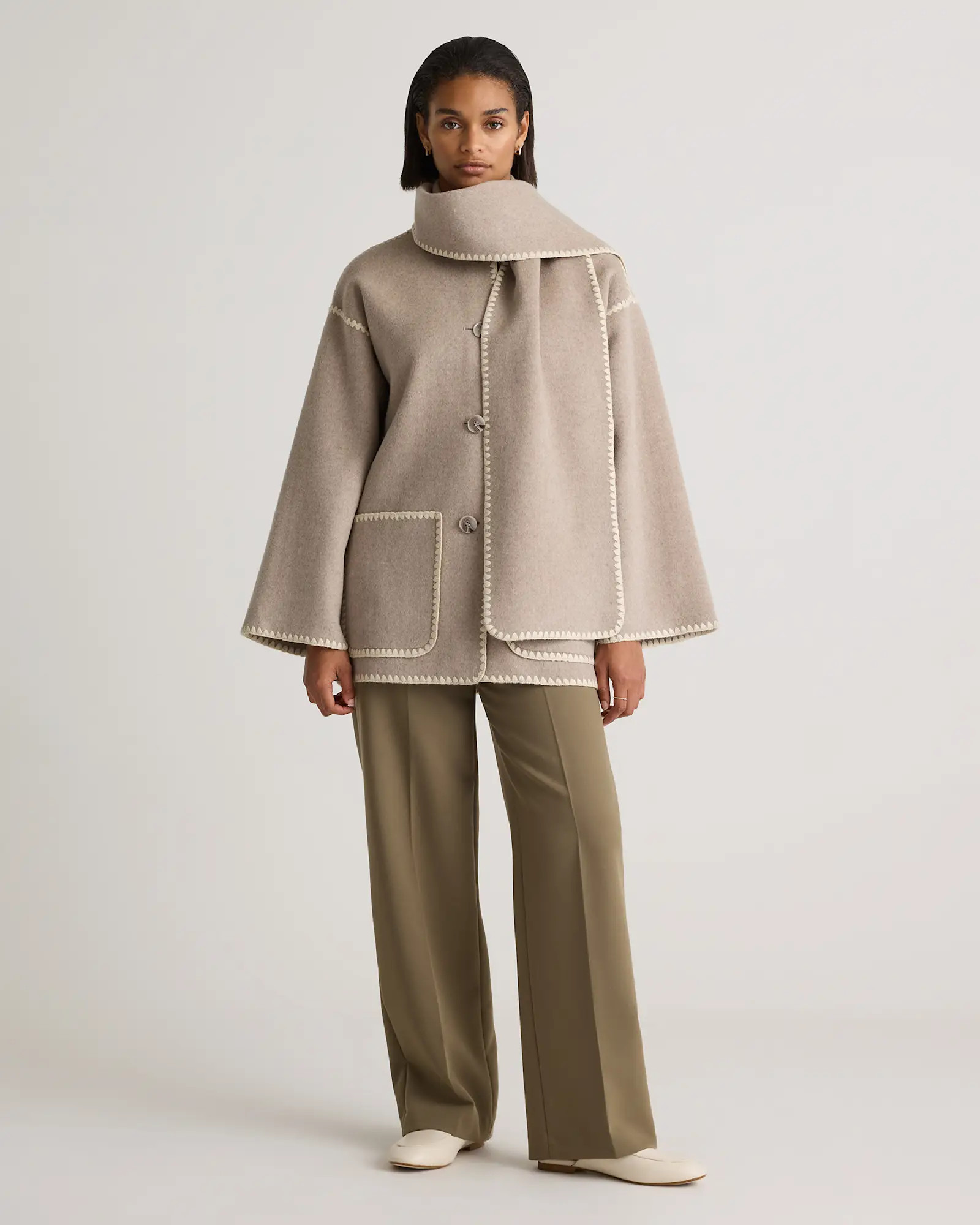 Double-Faced Merino Wool Scarf Coat | Quince