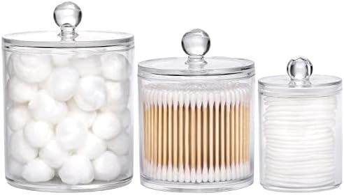 Tbestmax 10/20/36 Oz Cotton Swab/Ball/Pad Holder, Qtip Apothecary Jar Clear Bathroom Containers D... | Amazon (US)