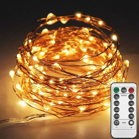 Ejiaya 66 ft 200 LED USB Fairy Lights Plug in, Twinkle String Lights with Remote and 8 Modes & Timer Copper Wire Mini Starry Lights for DIY Christmas Wedding Party Bedroom Wall Decorations, Warm White | Walmart (US)