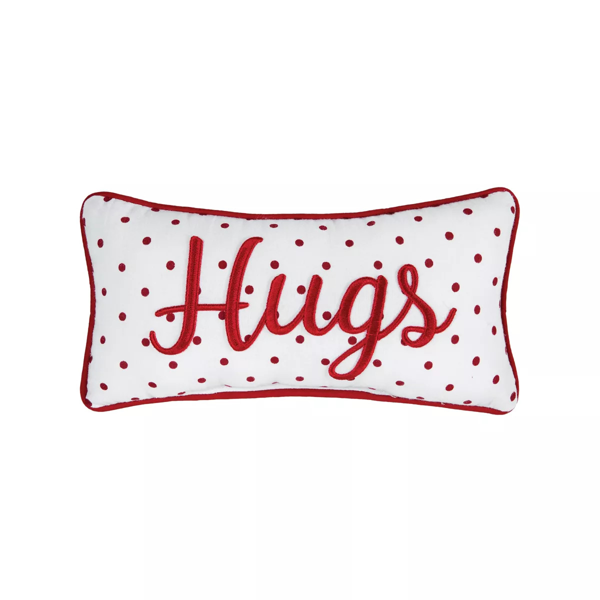 C&F Home 6" x 12" Valentine's Day "Hugs" w/ Dots Small/Petite Red Woven Accent Throw Pillow | Target