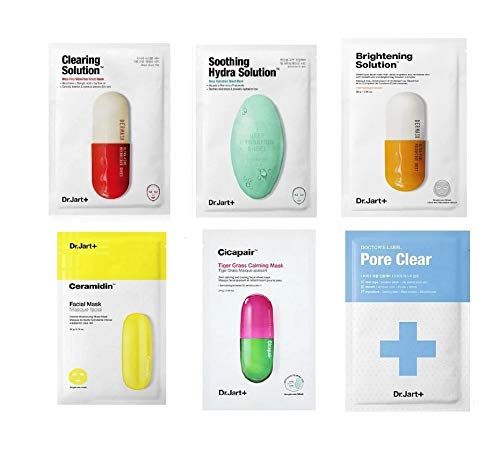 Amazon.com : Dr. Jart Mask Sheet Set 6 Pcs Mixed with Pore Mask & Brightening Mask Comes in a Cus... | Amazon (US)