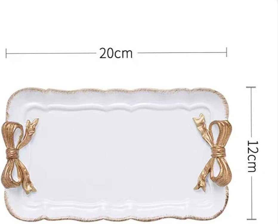 Gisela Adorable Bow-knot Trinket Dish Resin Jewelry Tray Perfect for Holding Small Jewelries, Necklaces, Earrings, Bracelets Decorative Plate (White Rectangle) | Amazon (US)