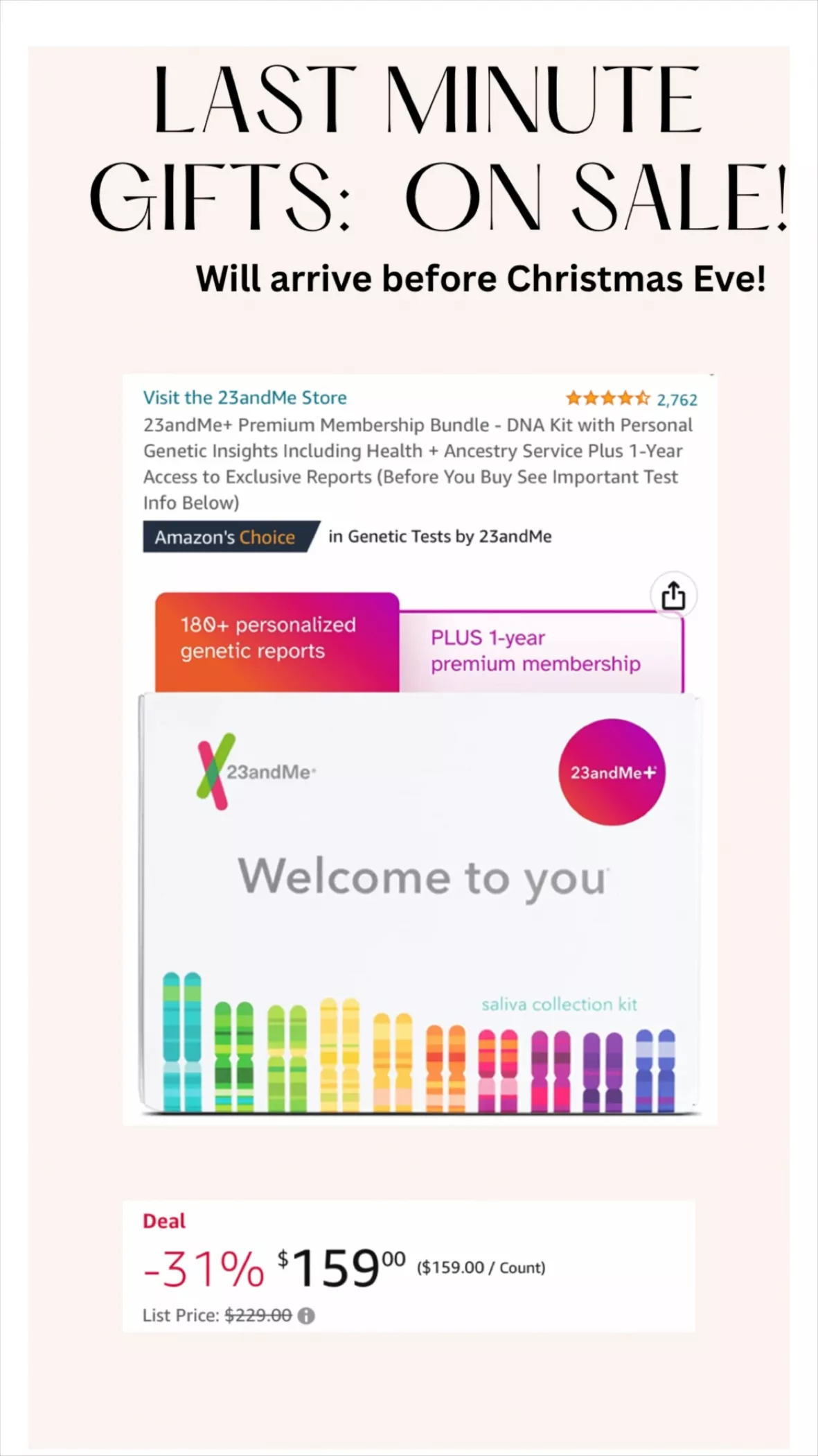  23andMe+ Premium Membership Bundle - DNA Kit with Personal  Genetic Insights Including Health + Ancestry Service Plus 1-Year Access to  Exclusive Reports (Before You Buy See Important Test Info Below) 