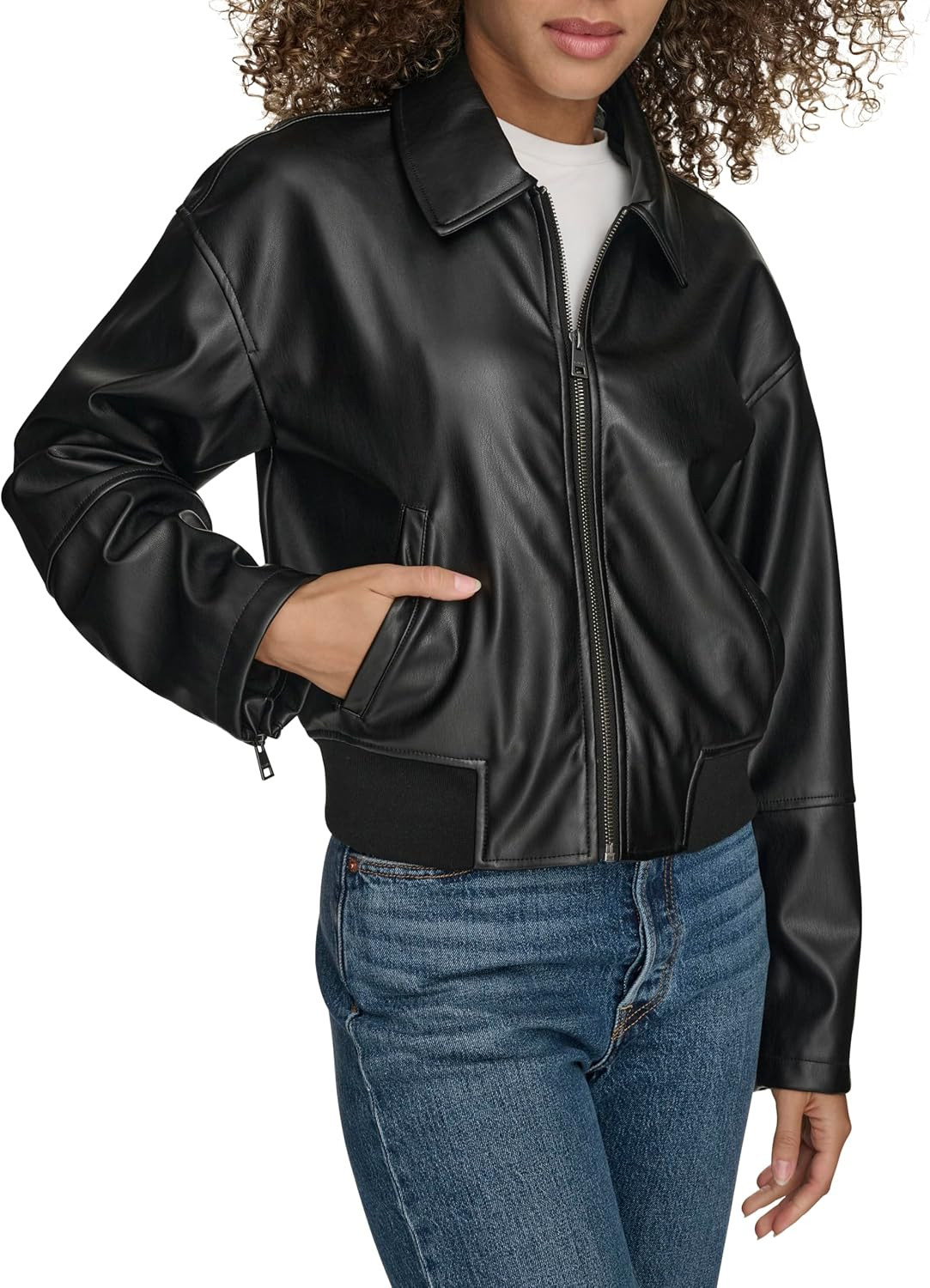 Levi's Women's Faux Leather Bomber With Laydown Collar | Amazon (US)