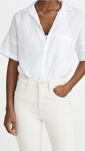 Rose Linen Button Down Shirt | Shopbop