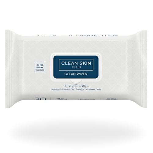 Clean Skin Club Clean Wipes, XL Makeup Remover Face Wipes, Textured Cleansing Facial Wipes for Sensitive Skin, Hypoallergenic, Fragrance-Free, Vegan, 40% Bigger, 30 Count | Amazon (US)