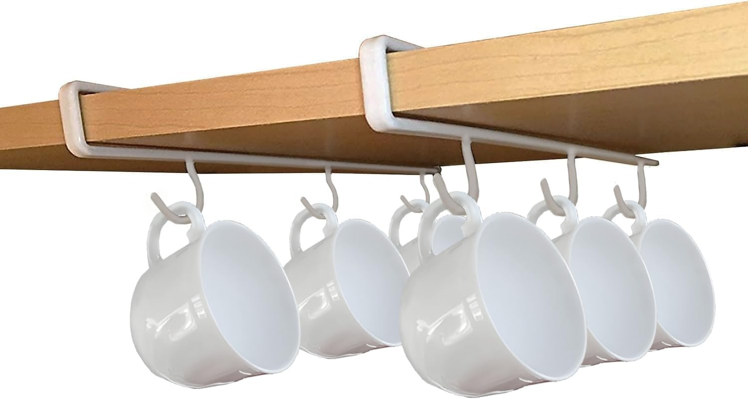 Better Houseware Undershelf Cup & Mug Hooks-Set of 2, White | Amazon (US)
