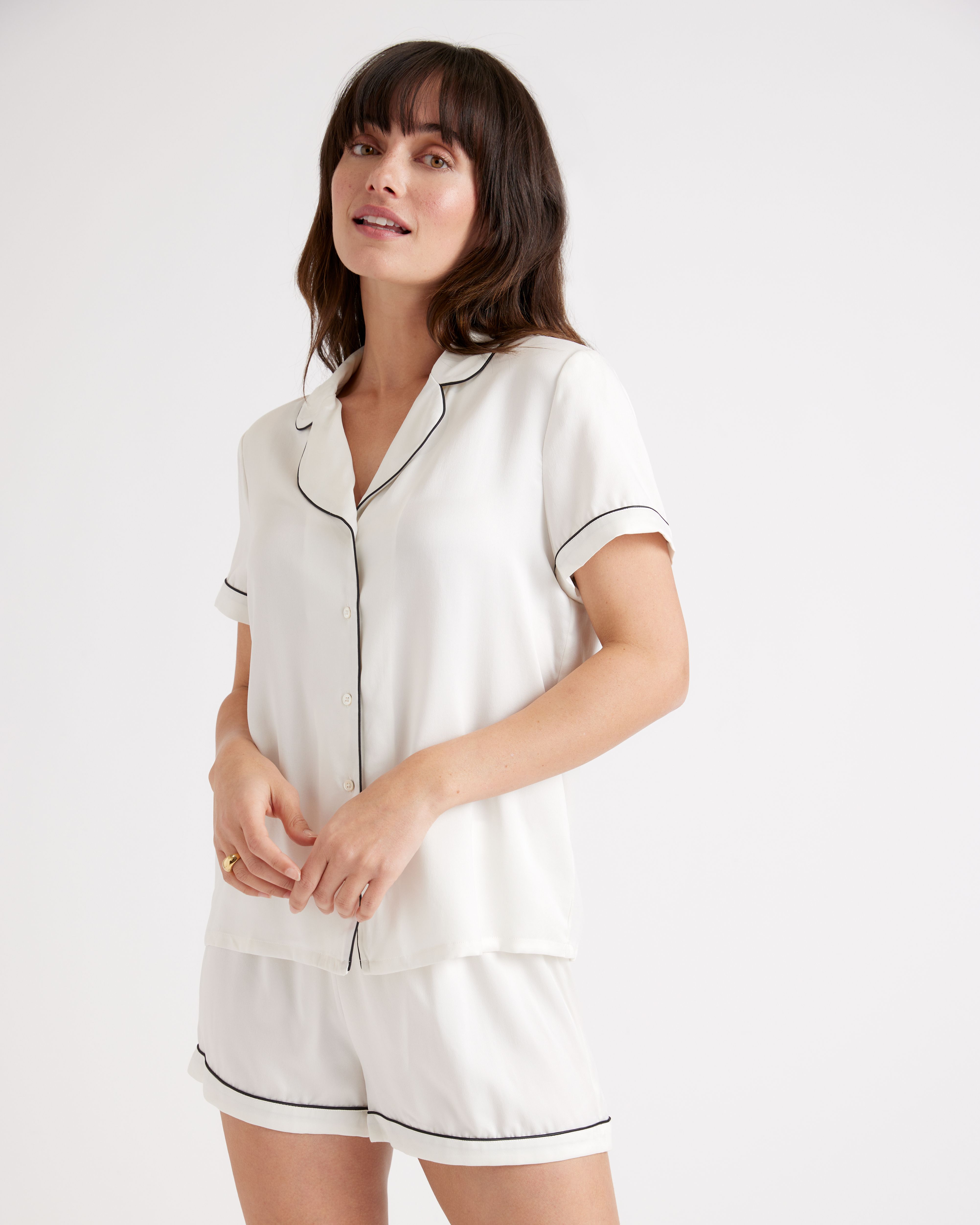 100% Washable Silk Pajama Top with Piping | Quince