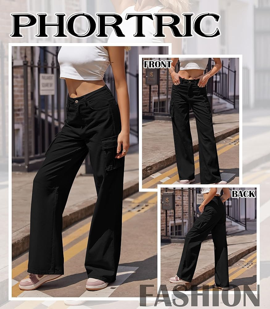 Womens Cargo Jeans High Waisted Wide Leg Baggy Denim Cargo Pants Flap Pocket Y2K Streetwear Casua... | Amazon (US)