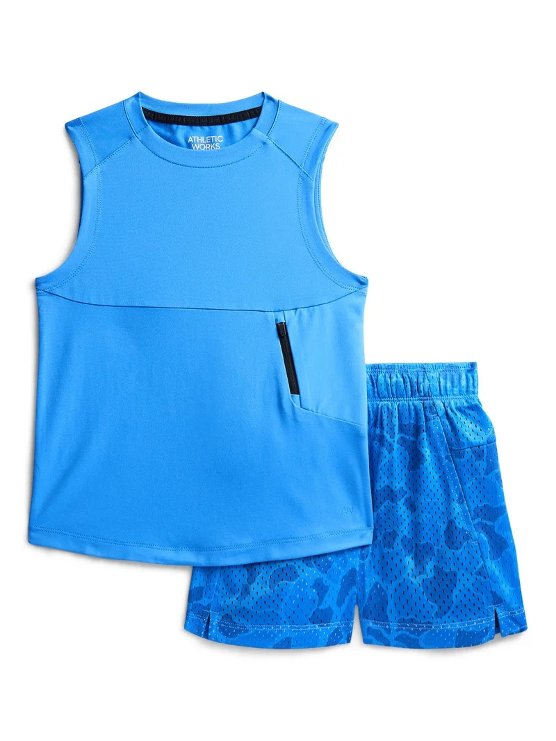 Athletic Works Boys Sleeveless Tank Top and Shorts Set, 2-Piece, Sizes 4-18 | Walmart (US)
