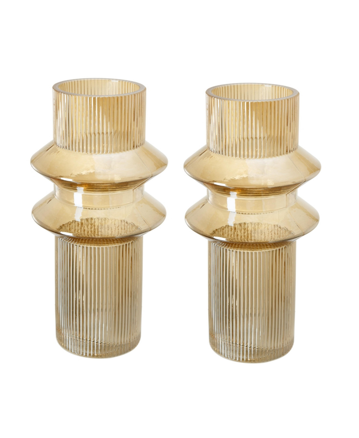 Ab Home Ribbed Glass Vases, Set of 2 - Amber Luster | Macy's