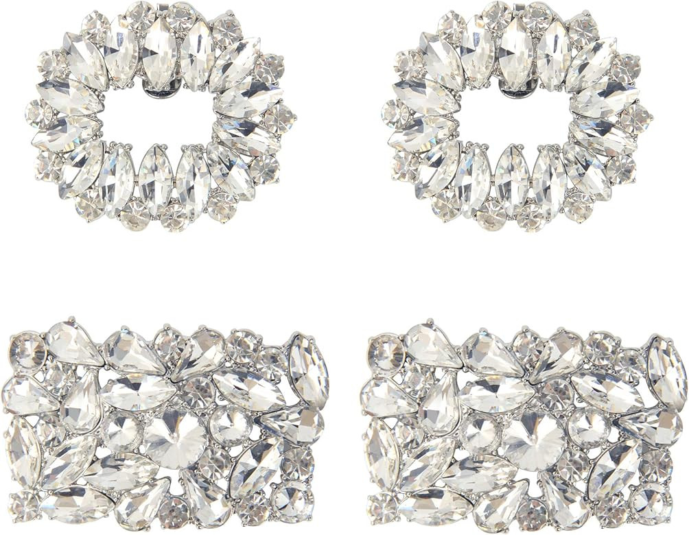kilofly 2 Pairs Elegant Rhinestone Crystal Metal Shoe Clips Wedding Party Set | Amazon (US)