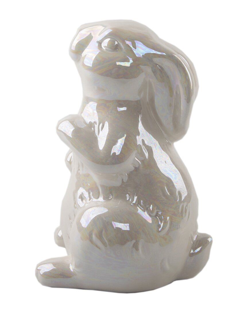 Flora Bunda 7.25in Pearl Ceramic Bunny | Gilt