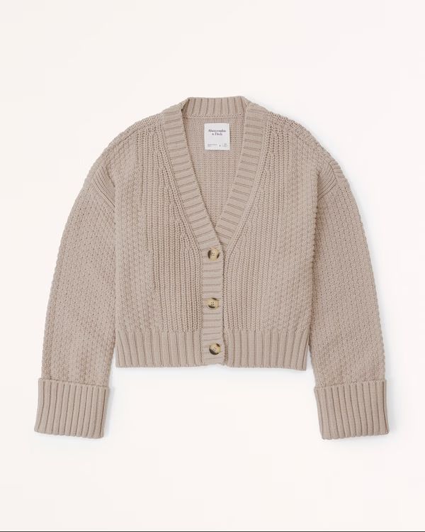 Cotton-Blend Seed Stitch Cardigan | Abercrombie & Fitch (US)