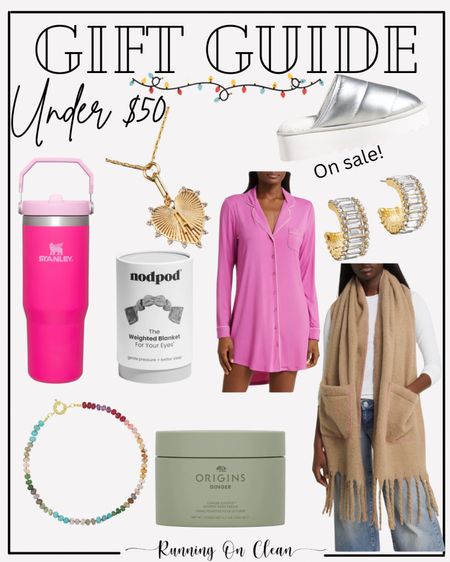 Gift Guide Under $50!
Gifts for HER
Slippers are on sale (regular price is over $50)
Pajamas - my fave
Favorite body butters 
Necklaces
Earrings 
Stanley cup


#LTKfindsunder50 #LTKGiftGuide #LTKSeasonal