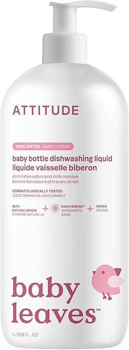ATTITUDE Baby Dish Soap and Bottle Cleaner, EWG Verified Dishwashing Liquid, No Added Dyes or Fra... | Amazon (US)