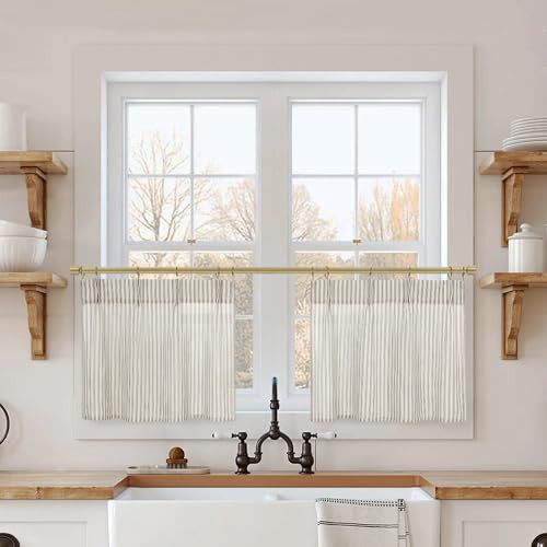 Kitchen Curtains Sets for Windows,18 Inch Farmhouse Boho Short Curtain 2 Pack | Amazon (US)