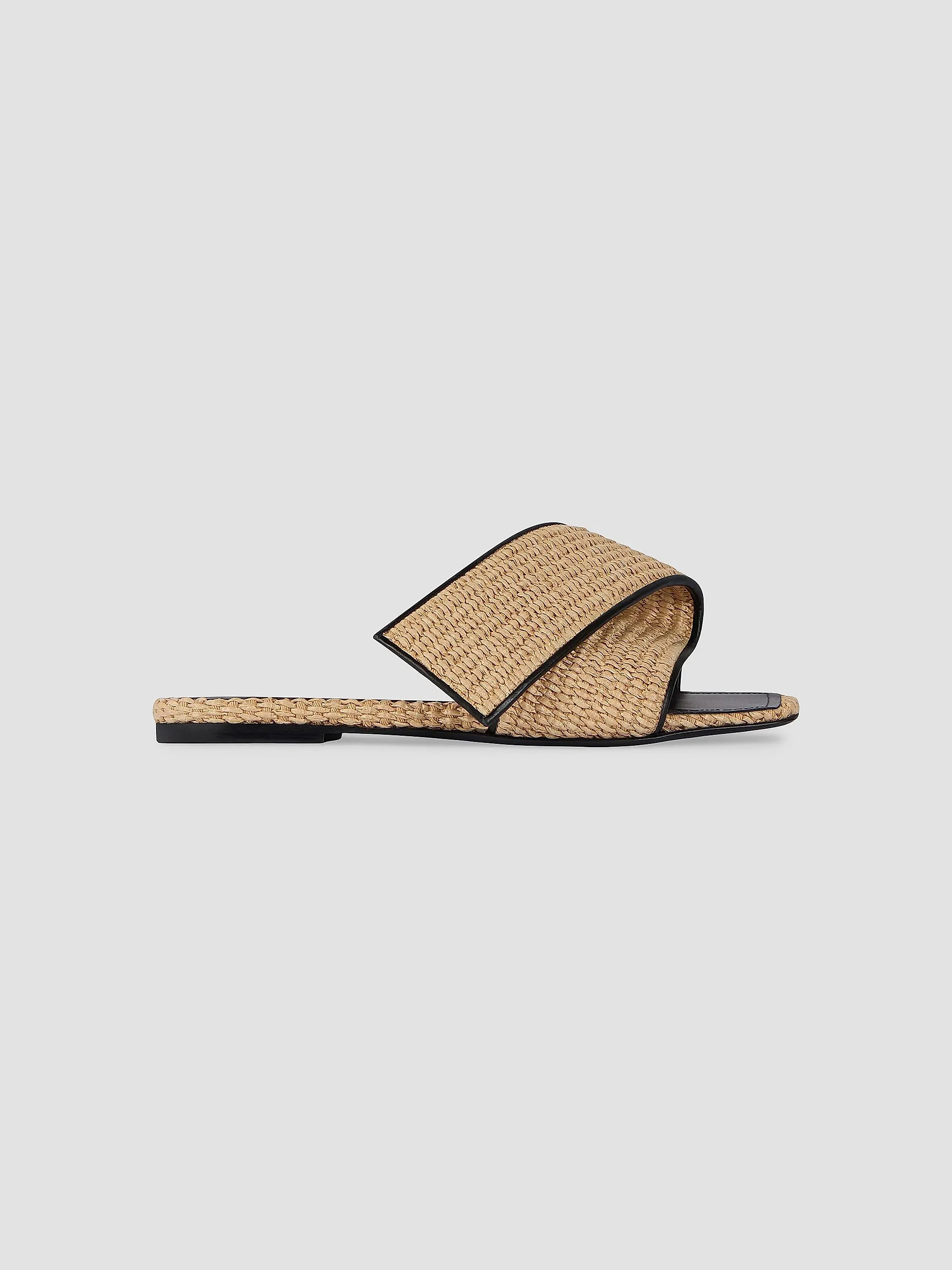 Sliced Square Raffia-Effect Flat Mules | Saks Fifth Avenue