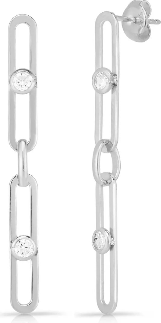 SPHERA MILANO Sterling Silver CZ Chain Link Drop Earrings | Nordstromrack | Nordstrom Rack