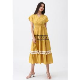 My Only Wish Boho Wrap Dress in Mustard | Chicwish