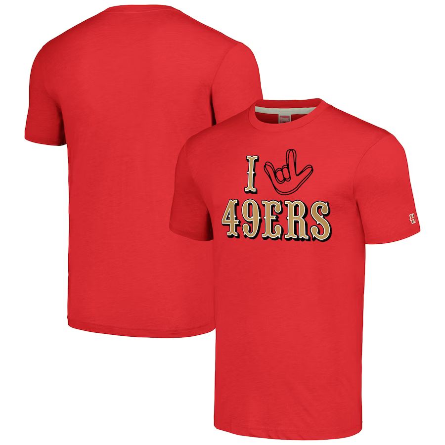 San Francisco 49ers Homage Unisex The NFL ASL Collection by Love Sign Tri-Blend T-Shirt - Scarlet | Fanatics
