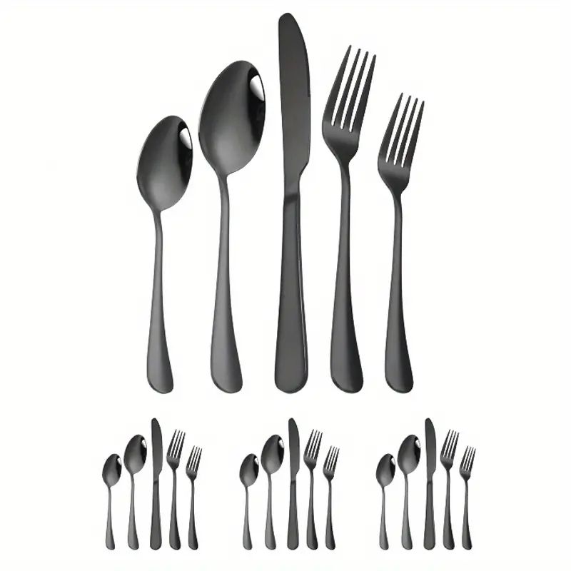 Black Silver Set Stainless Steel Cutlery Set Kitchen Cutlery - Temu | Temu Affiliate Program