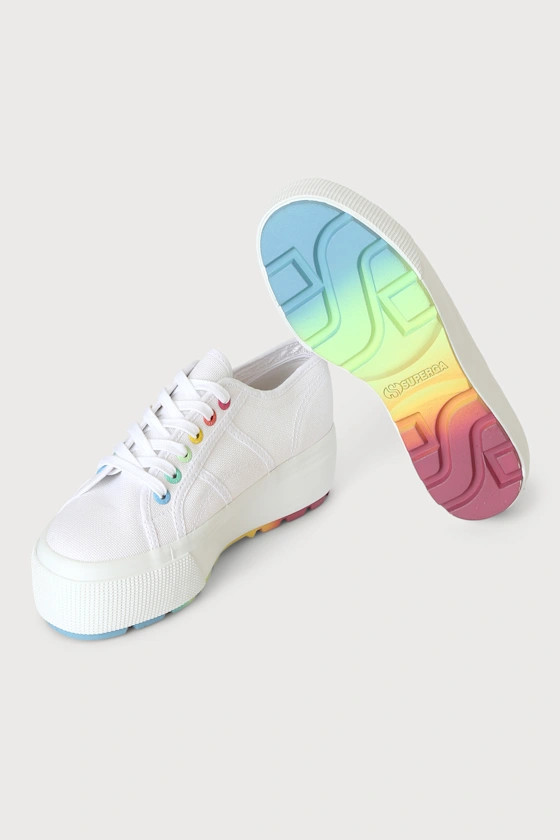 2790 Tank Multicolor Rainbow Canvas Platform Sneakers | Lulus (US)