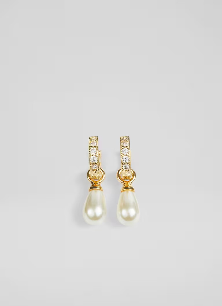 Julie Drop Hoop In Gold And Pearl Earrings | L.K. Bennett (UK)