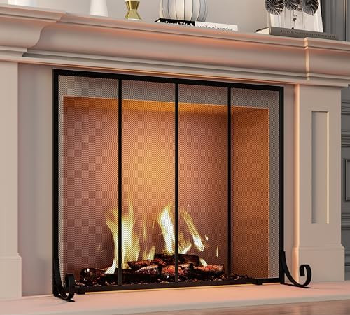Fire Beauty Flat Panel Fireplace Screen Spark Guard Wrought Metal Gate Cover for Home, Decorative... | Amazon (US)