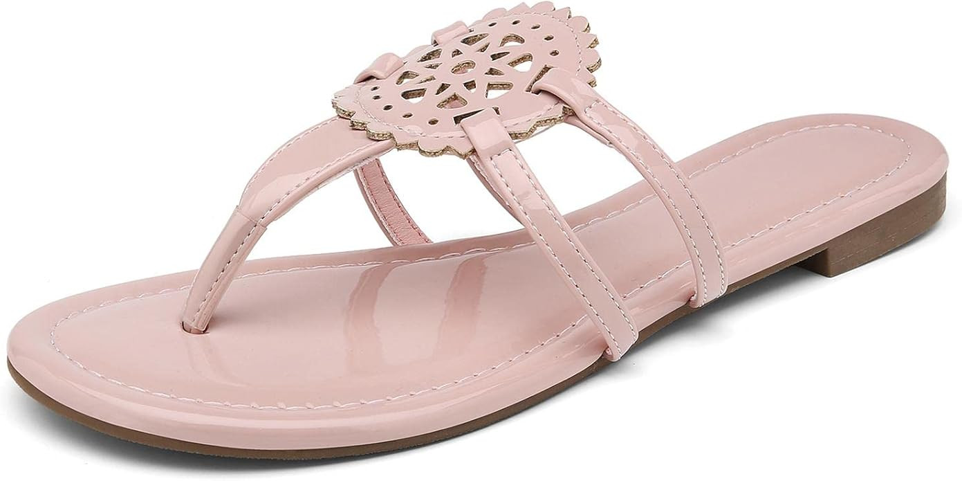 katliu Women's Flat Sandals Flip Flop Sandals Comfortable Dressy Thong Sandals | Amazon (US)