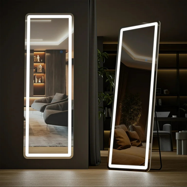 ZUNMOS 64"x 21" Full Length Mirror with LED lights Wall Mounted Free Standing Leaning Led Fulll B... | Walmart (US)