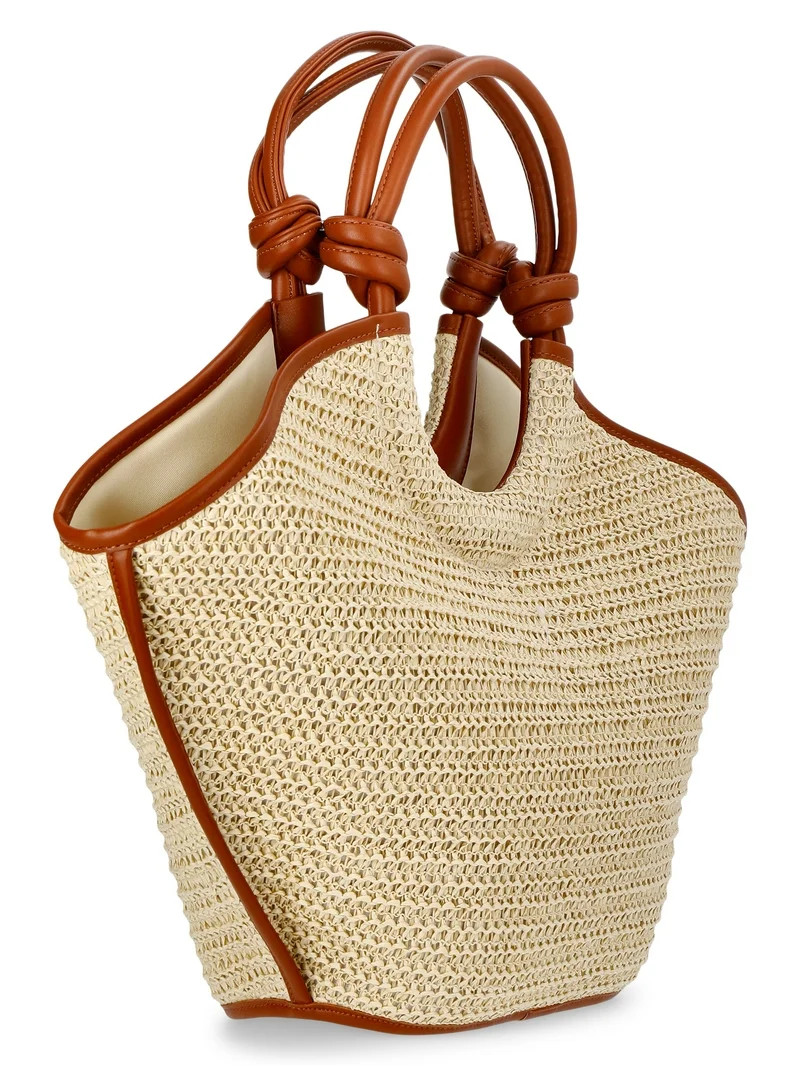 Time and Tru Women's Knot Handle Tote Handbag, Natural | Walmart (US)